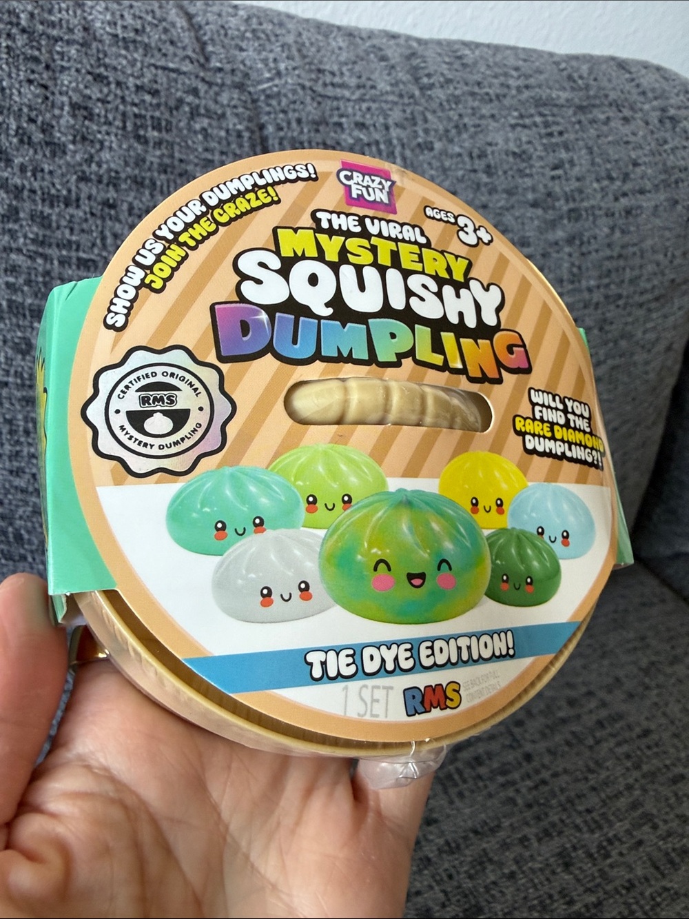 BNIB RMS The Viral Mystery Squishy Dumpling, Tie Dye Edition
